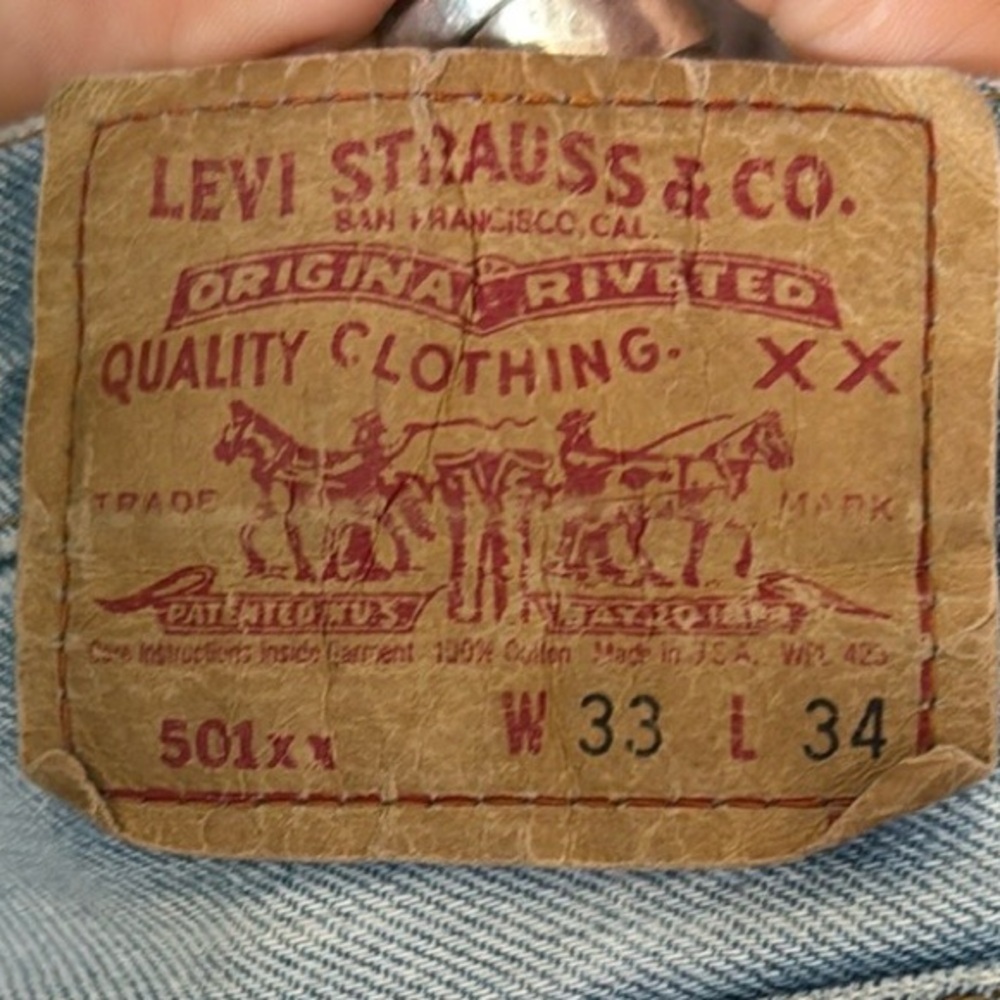 Vintage selvedge Levi's 501xx shrink to fit jeans two horse patch - Picture 6 of 16